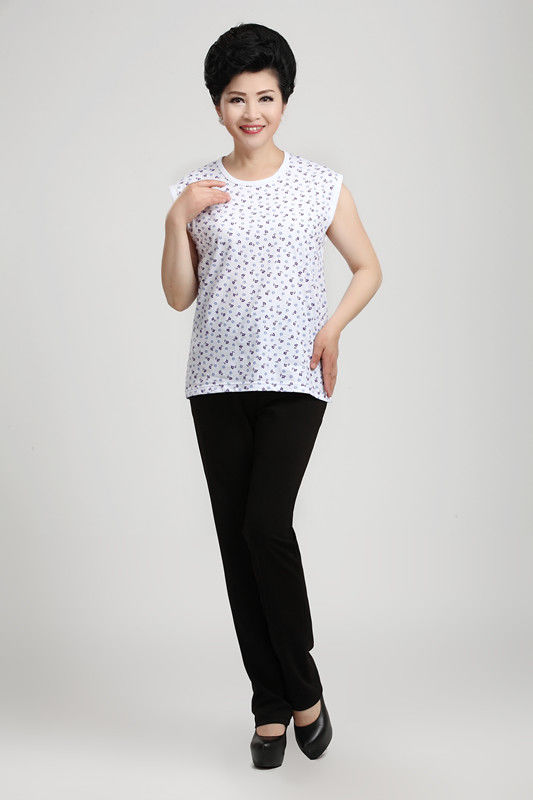 菊花牌老头衫菊花牌汗衫背心人白色纯棉女吊带背心印花