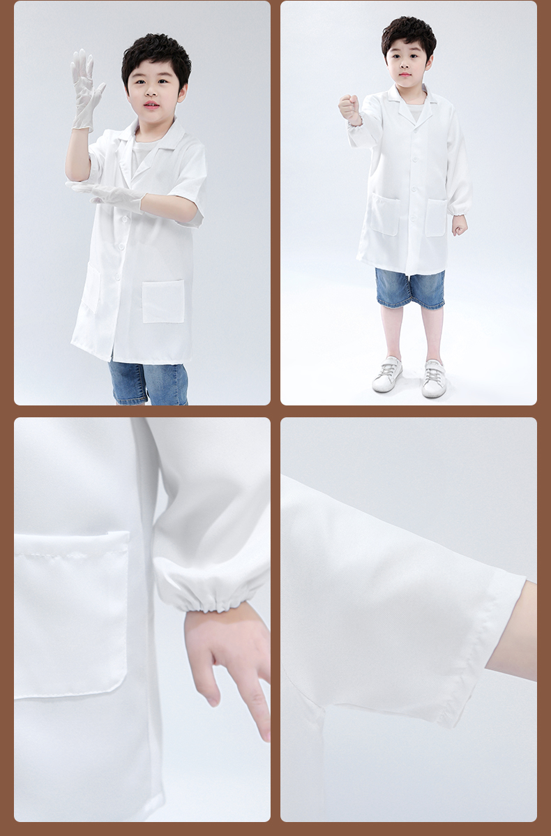 园小朋友工作服表演科学实验服装长袖白大褂护目镜手套xl码身高140150