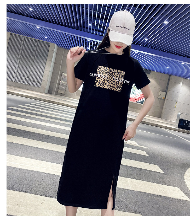 sxa香港潮牌短袖t恤连衣裙女装2022夏季新款韩版中长款休闲宽松直筒