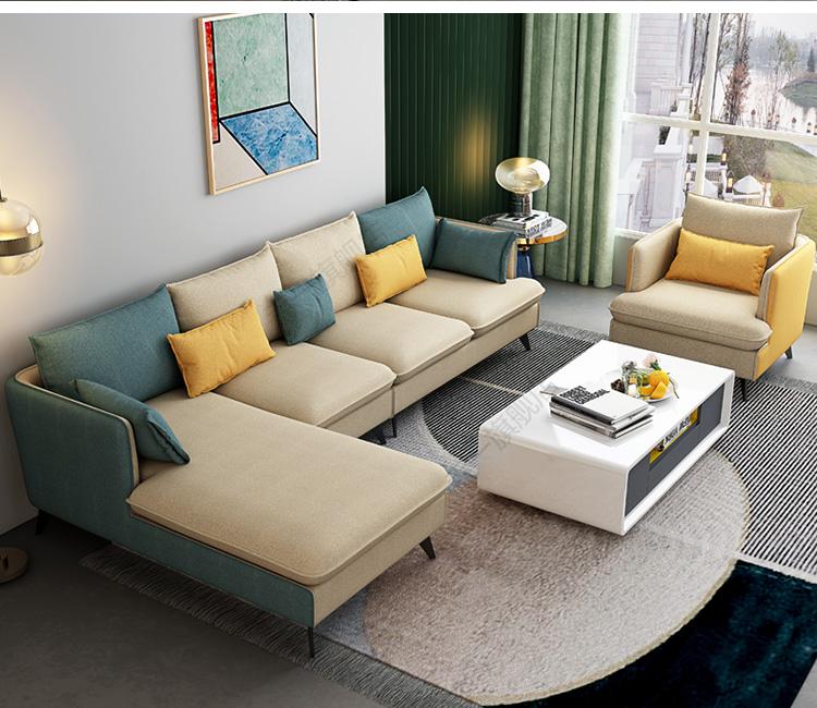 沙发现代简约小户型客厅轻奢科技布l型小清新沙发组合 1 3 右妃 脚踏