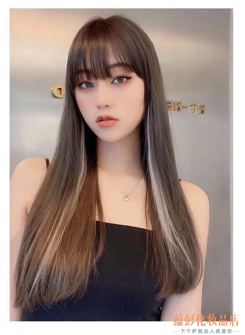 彩色挂耳烫假发片女长发贴片挑染一片式lisa同款接发条挂耳染发片