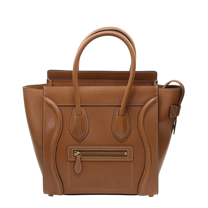 celine瑟琳luggagemini大号黄褐色天然小牛皮手袋手提包预售代购