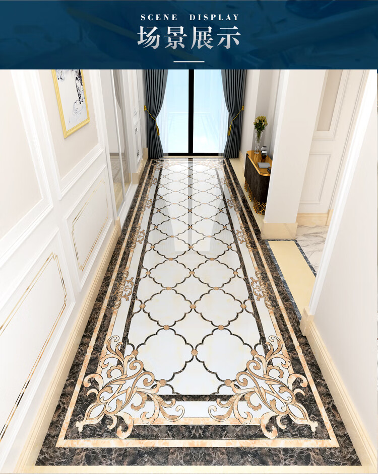 欧式客厅瓷砖拼花800x800入户玄关地毯花瓷砖过道走廊拼图地板砖1624