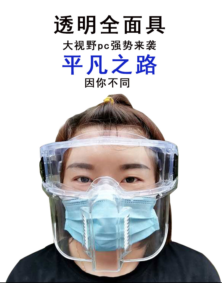 新款塑料面罩塑料高清防飞溅打磨眼镜式打农药高透明防护面罩全脸头罩