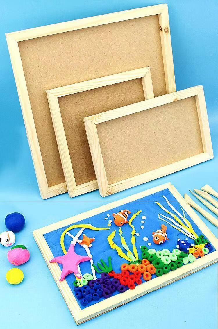 玖维娅手工制作diy木质立体专用画框雪花泥超轻粘土相框粘土作品框30