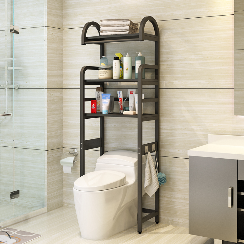 马桶上方置物架卫生间坐便器后免打孔落地收纳架洗手间多功能架子三层