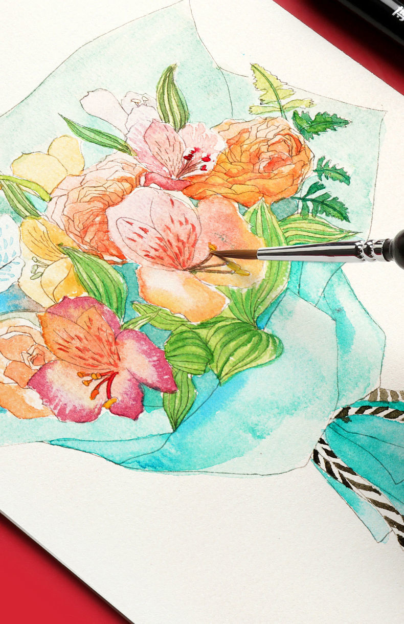 水粉水彩油画笔颜料排笔刷彩绘美术用品绘画套装丙烯画工具勾线笔黑色