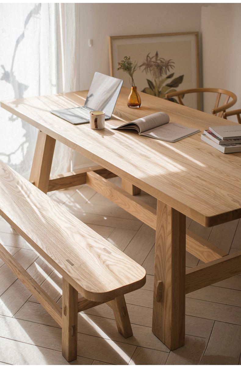 海诗圣堡 原木餐桌纯实木桌椅组合家用简约北欧长方形白蜡木 吃饭桌子
