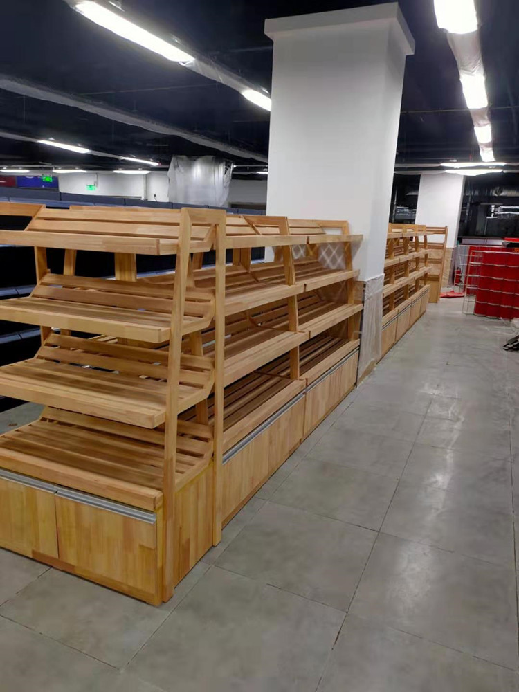 面包展示柜钢木实木面包展示架双面中岛封闭多层铁艺超市面包货架子