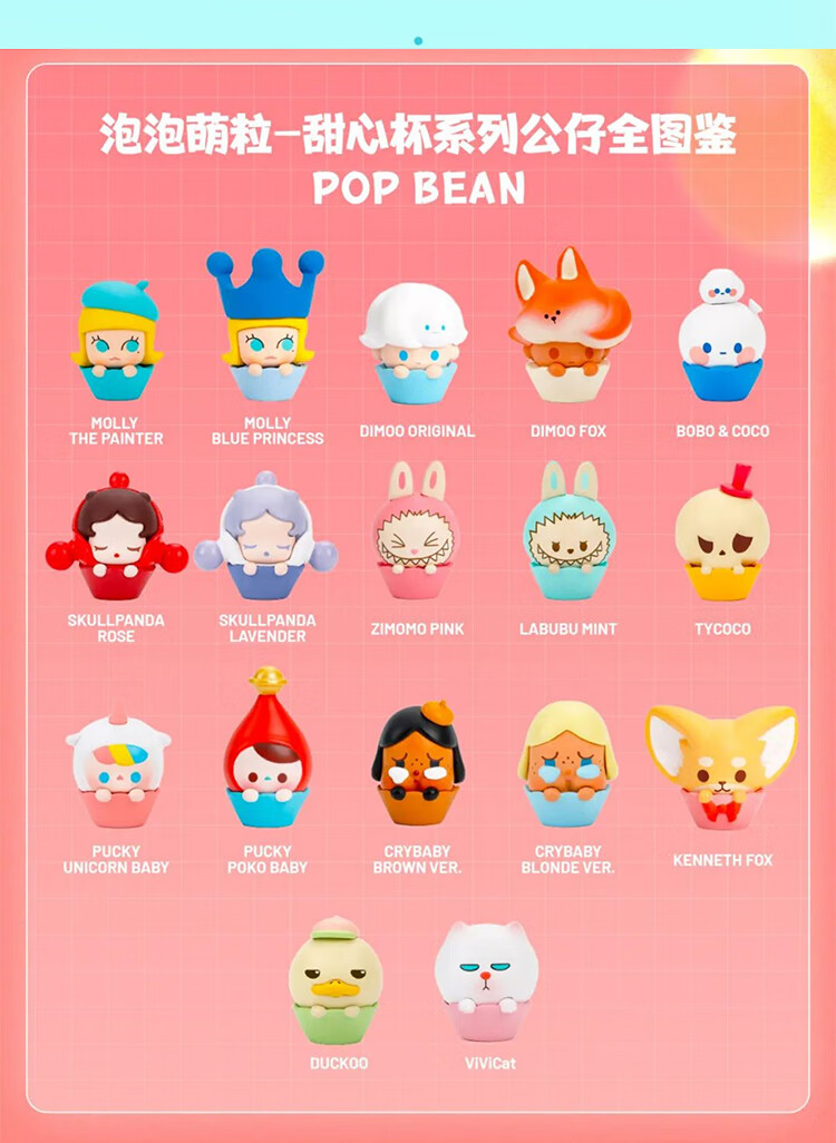 泡泡·玛特pop bean泡泡萌粒 一起装满你的小世界系列可爱公仔手办