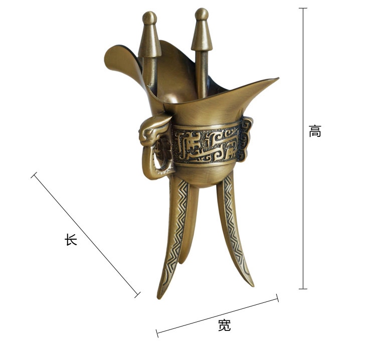 仿古代酒杯复古酒樽尊中式宫廷饮用三角爵杯纯铜家用白酒酒具小号乾隆