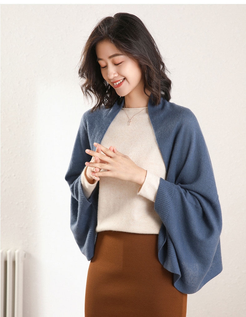 披肩办公室夏天空调房披肩外搭女夏季斗篷保暖防风三角针织护颈披风衫