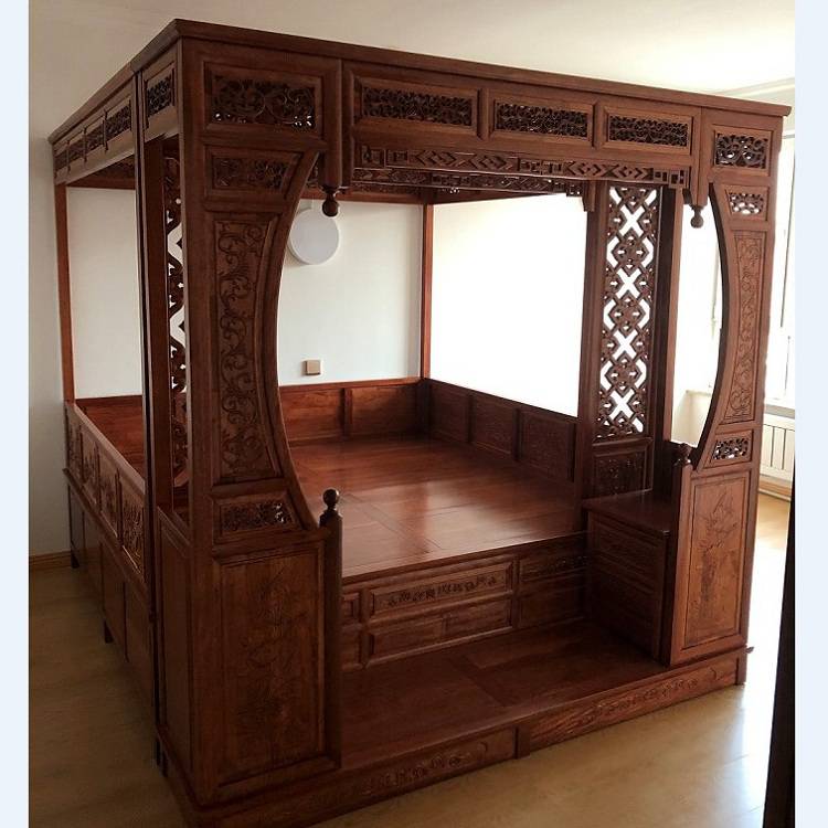 仿古床明清大床 花好月圆(含2个床头柜) 到楼下 1点8米【图片 价格