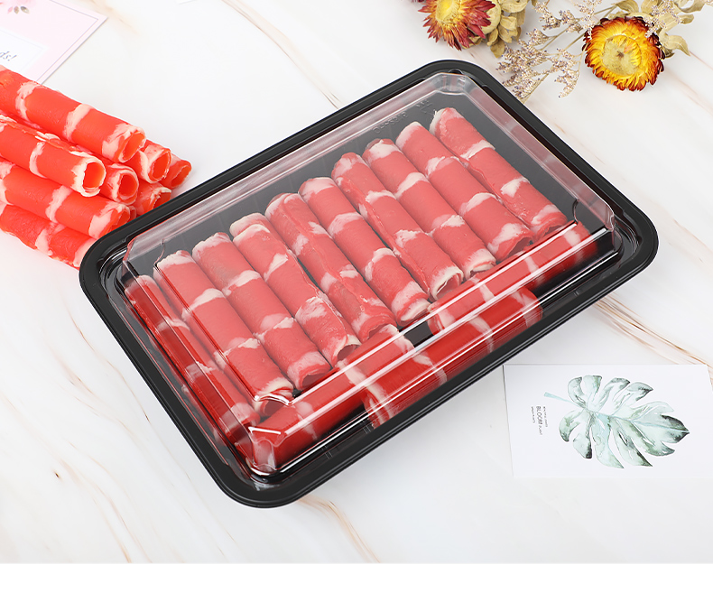 羊肉卷牛肉卷包装盒带卡扣肥牛打包盒一次性塑料盒防雾肉片盒150200克