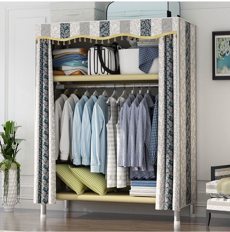 衣柜衣柜简易布衣柜钢管加粗加厚双人单人衣橱牛津布收