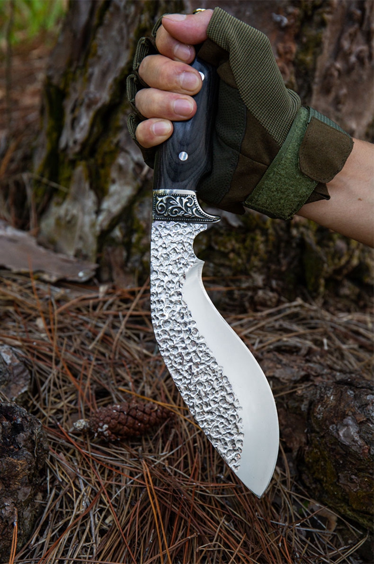 尼泊尔军刃大号防身开刃刃一体龙骨户外弯刀廓尔喀弯刃金色60以上18cm