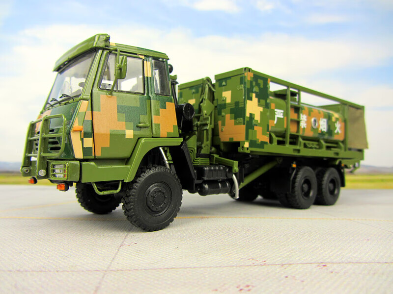 方舱保障车模型 斯太尔多功能陕汽军车后勤车辆方舱保障车合金仿真