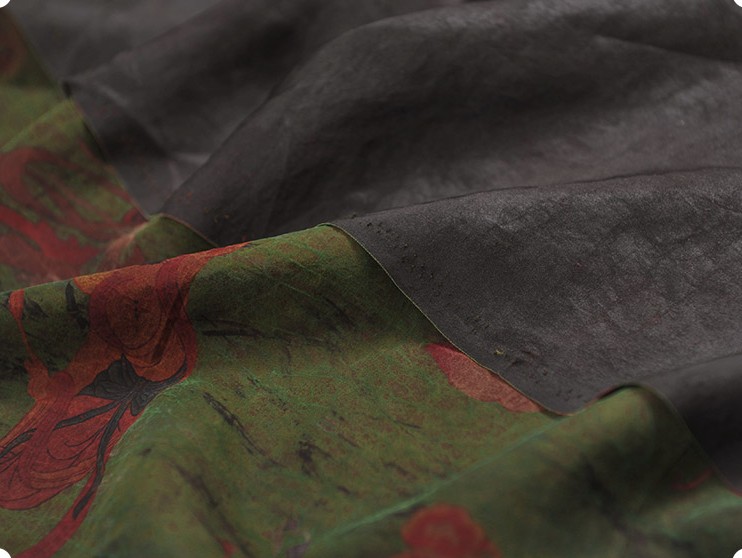 香云纱布料 正宗顺德重磅龟纹香云纱布料零布头龟裂纹100旗袍面料 桔