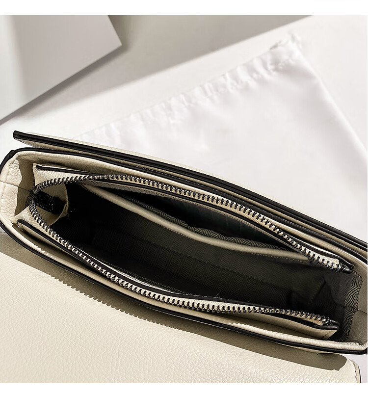 香港mack jhosel秋冬真皮哈顿链条小方包腋下包包女2022新款斜挎 白色