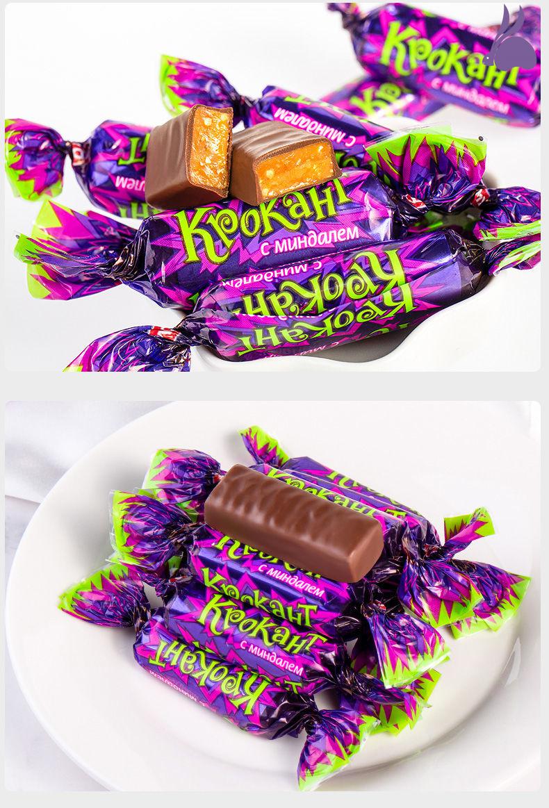 kdv紫皮糖5斤一整箱俄货俄罗斯进口食品花生夹心巧克力喜糖袋装紫皮糖