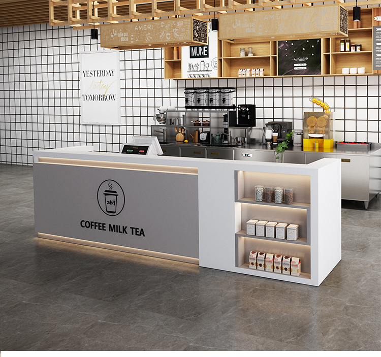 简约现代奶茶店收银台小型甜品店蛋糕咖啡店小型柜台商用定做 l型转角