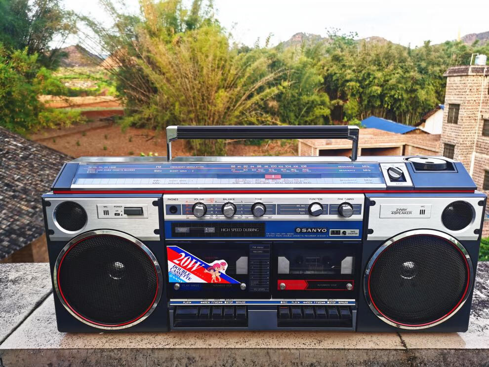 三洋老式录音机怀旧收藏三洋w20k老式双卡磁带录音机收音机收录机正常