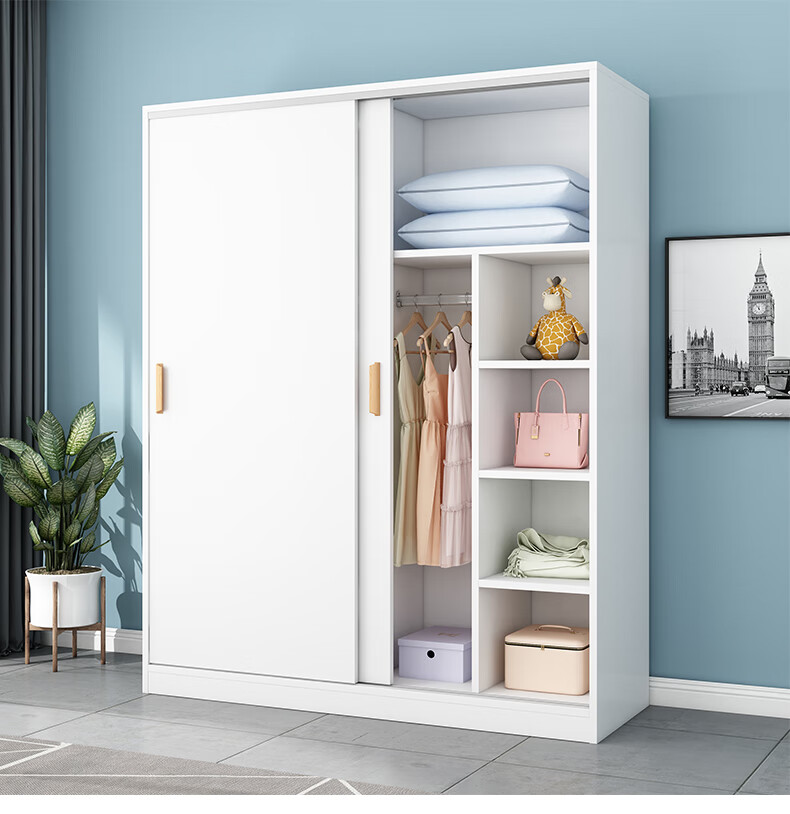 花行小衣柜矮衣柜衣柜现代简约家用卧室小户型实木出租房用推拉门可