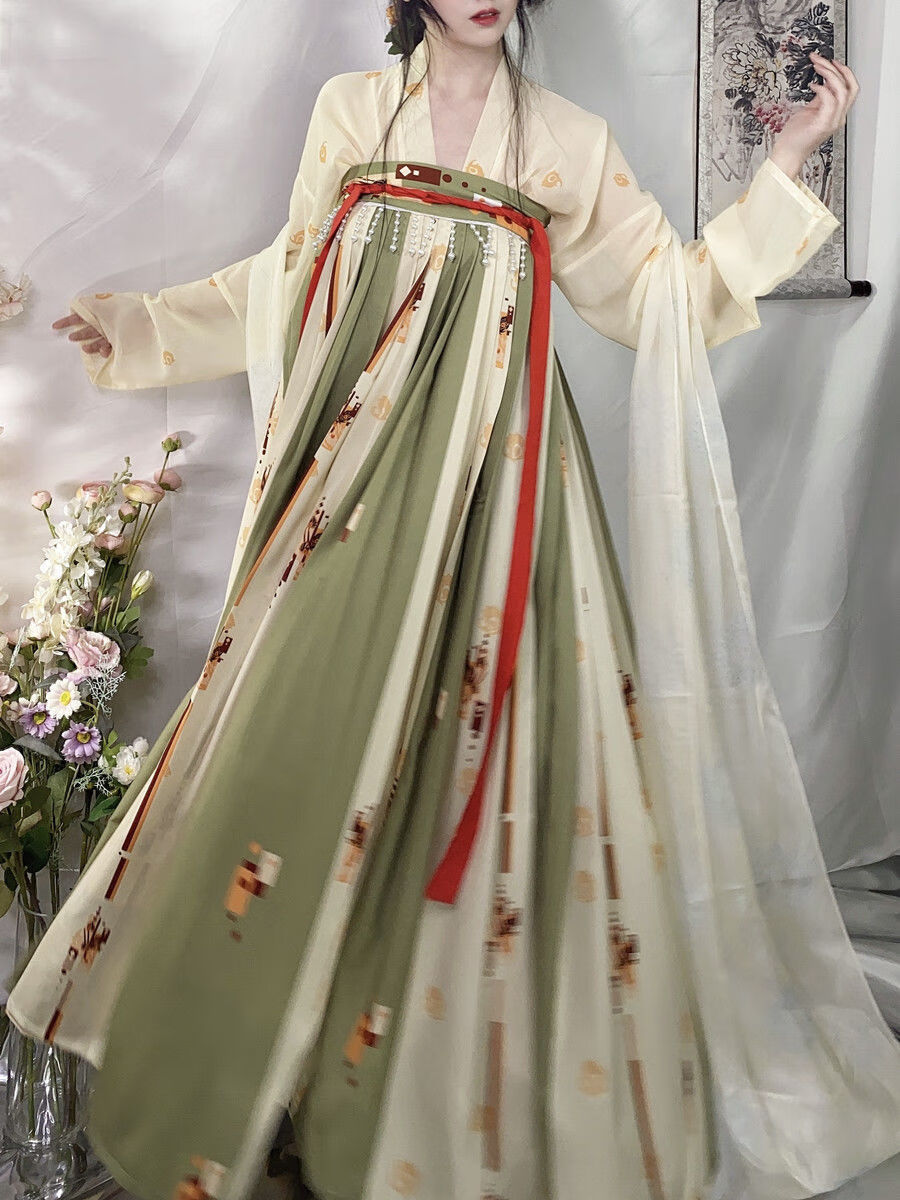 轻薄 凉快齐腰慕山亭原创唐制复原汉服女一片式齐胸襦裙中国风春夏款