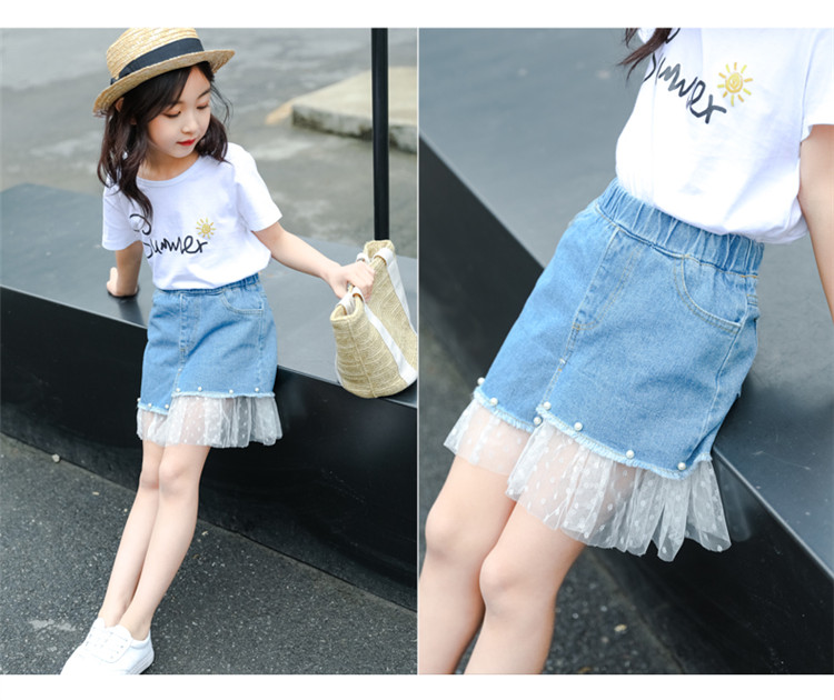 儿童短裙女童半身裙夏装6洋气外穿7短裙十岁女孩夏季8牛仔儿童裙子9