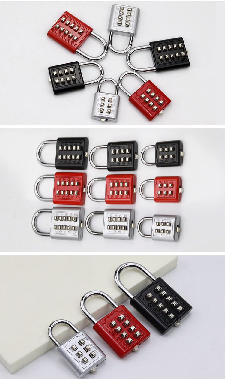数字按键密码锁小型迷你u型密码锁头大门柜子柜门家用密码锁挂锁银色