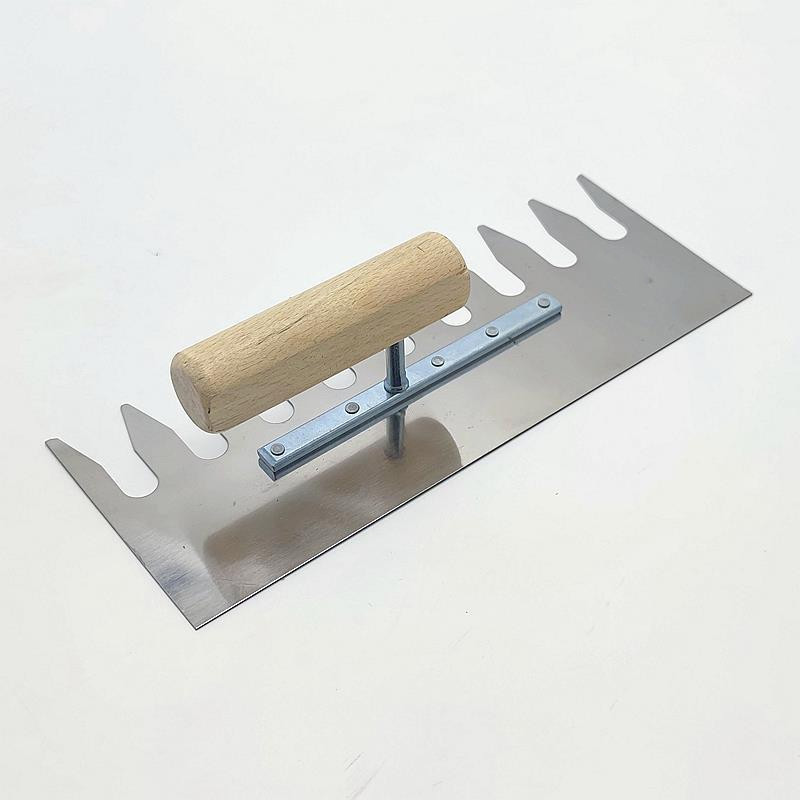 秋屏抹泥刀带齿不锈钢抹灰刀抹子泥瓦工批刮泥板锯齿铺贴瓷砖工具g可
