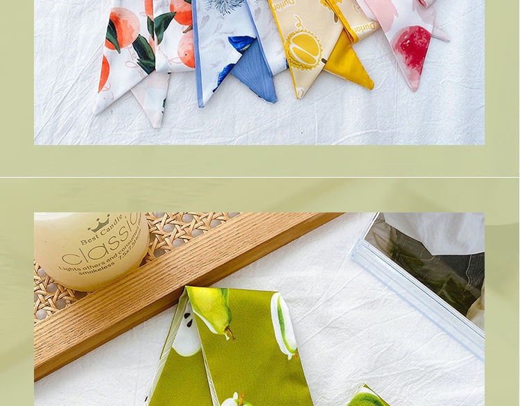 水果绑头丝巾女百搭气网红绑带小清新扎头丝带超仙飘带shi2件半个