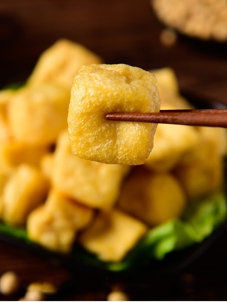 油豆腐发泡1000g 油豆泡空心油炸豆泡冒菜麻辣烫火锅食材家庭商用油豆