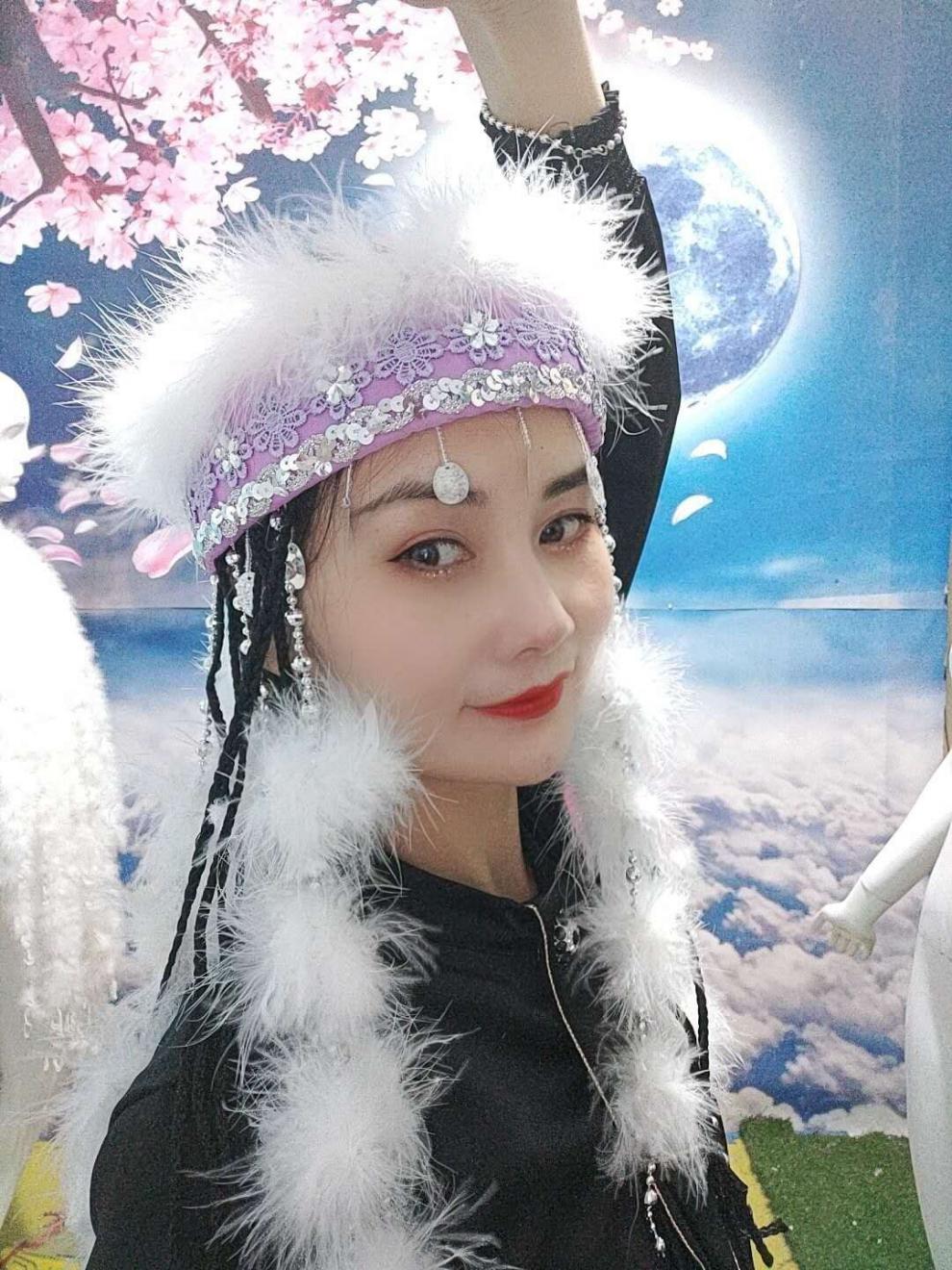 卡地兹慕黛飞花香妃头饰还珠格格之蝴蝶飞飞含香帽子简约版配饰天蓝色