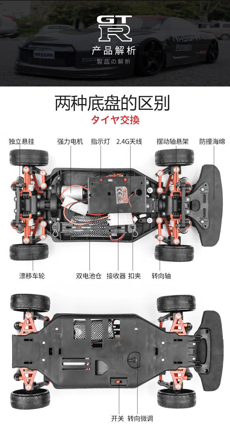 rc遥控车ae86 四驱竞高速遥控汽车70km 越野漂移比赛专用跑车 儿童