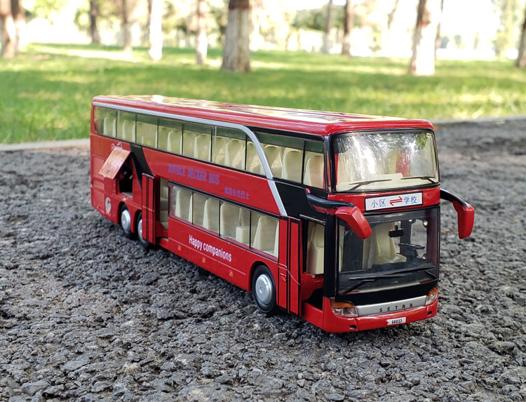合金双层巴士模型仿真公交车玩具旅游巴士车客车合金大巴车玩具车
