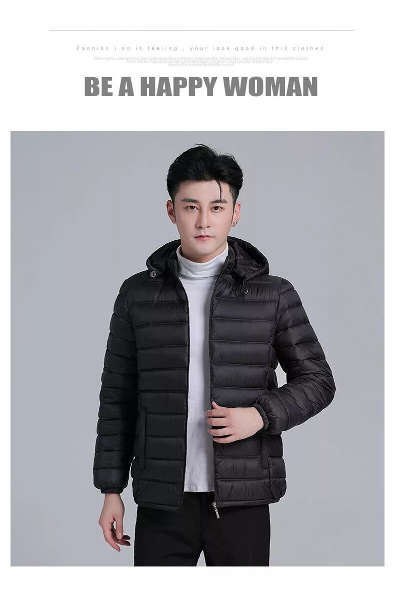 晋江棉服男士棉服棉袄连帽立领轻薄秋冬季保暖修身中青年爸爸外套棉衣