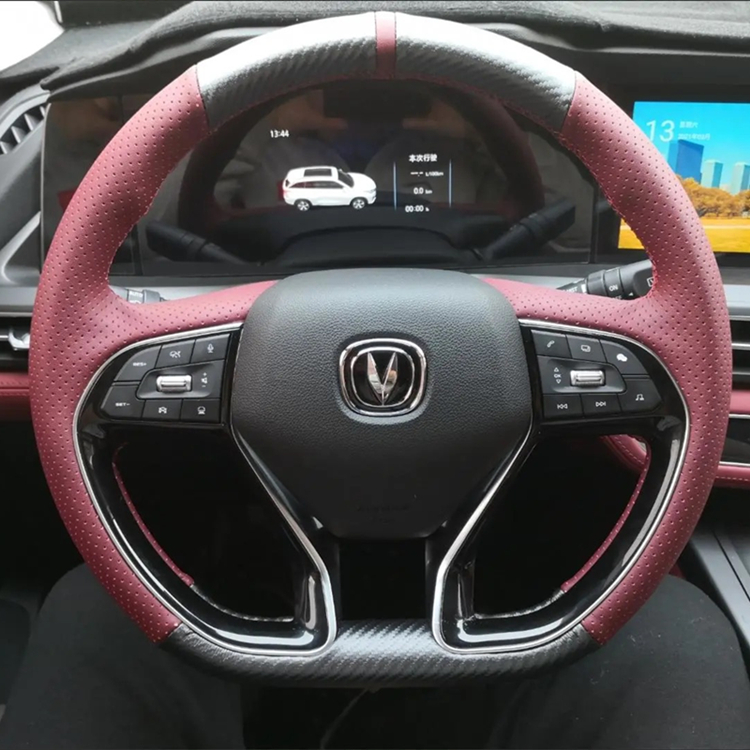 21款长安unit逸动plus方向盘套真牛皮手缝cs75pluscs55cs35锐程cc