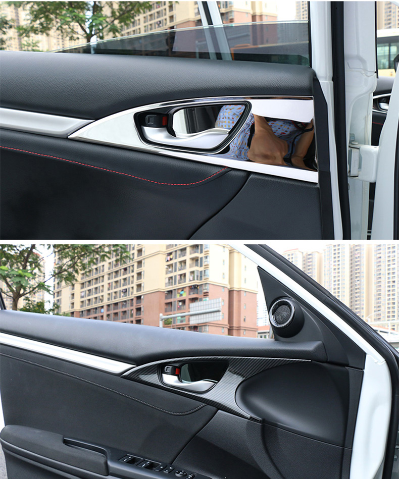 专用于本田十代思域车门内拉手装饰框两厢思域内门碗贴片内饰改装十代