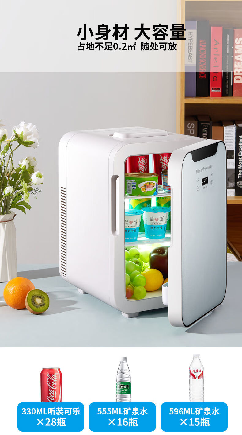 车载迷你小冰箱学生宿舍化妆品面膜超静音母乳冷藏家用护肤型20升单核