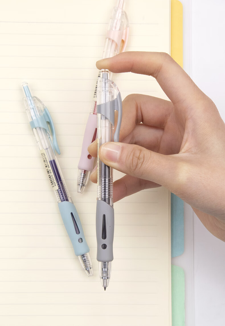 晨光文具按压式水笔038mm按动中性笔头简约小清新黑色蓝色学生考试