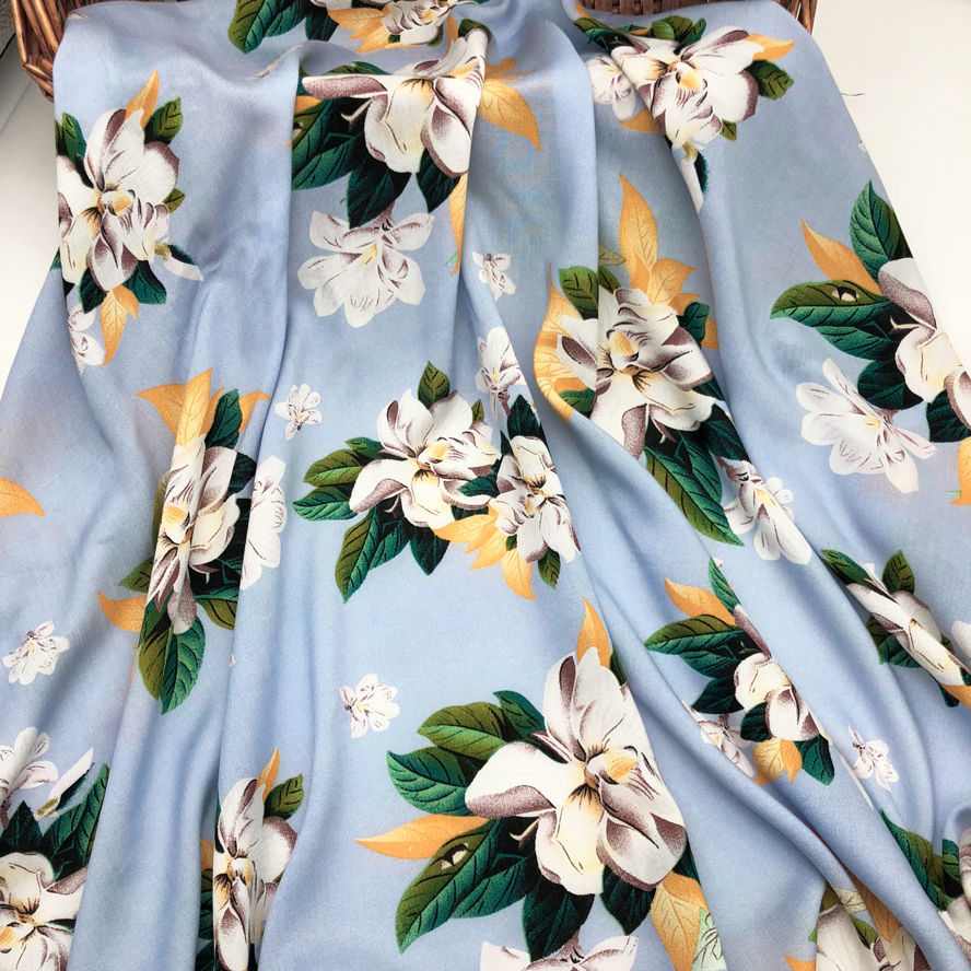 棉绸布料夏3米价绵绸印花布料人造棉面料夏季衬衫连衣裙时装裙子睡衣