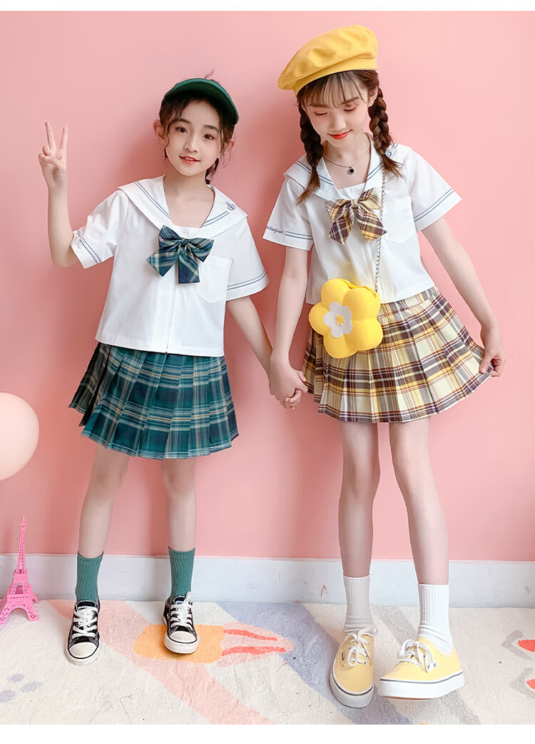 儿童jk制服女童jk制服裙套装学院风衬衫夏季儿童短袖小学生校服百褶裙