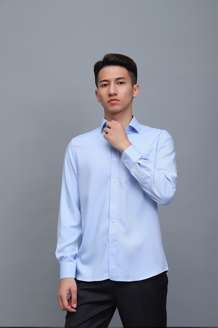 民生银行行服工作服新款中国男士蓝色衬衣职业装商务长衬衫长s