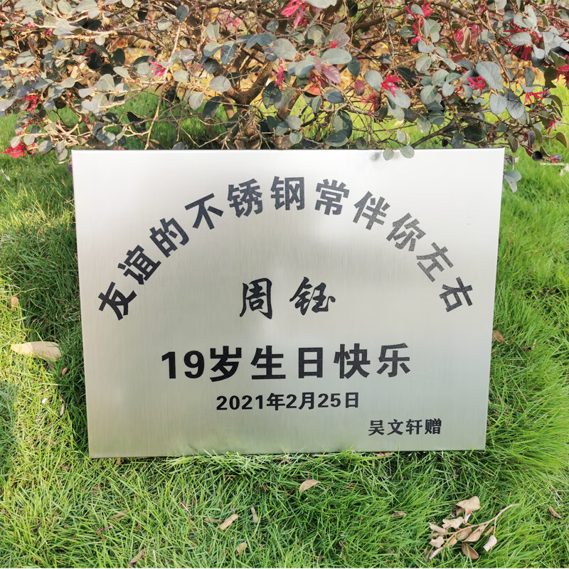 坚固的爱情友谊的不锈钢牌匾生日快乐礼物纪念牌铁牌表白刻字定制 30*