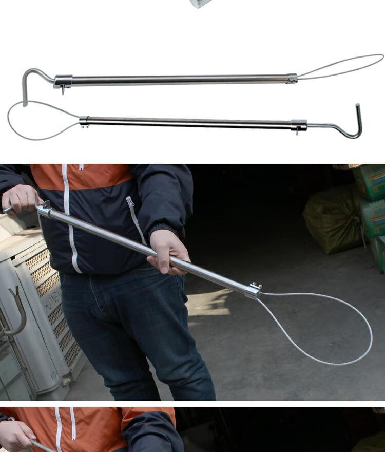 大猪保定器母猪套子栓猪绳套猪钢丝绳猪嘴套塑料把加厚助产器 加长型