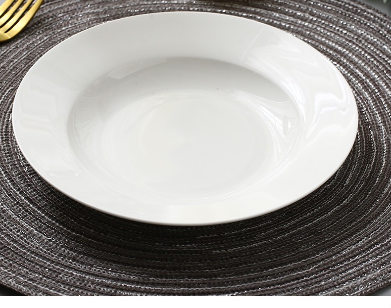 白瓷盘子家用10个6个陶瓷菜盘深盘圆盘方盘8寸陶碟盛汤盘简约饭盘 8