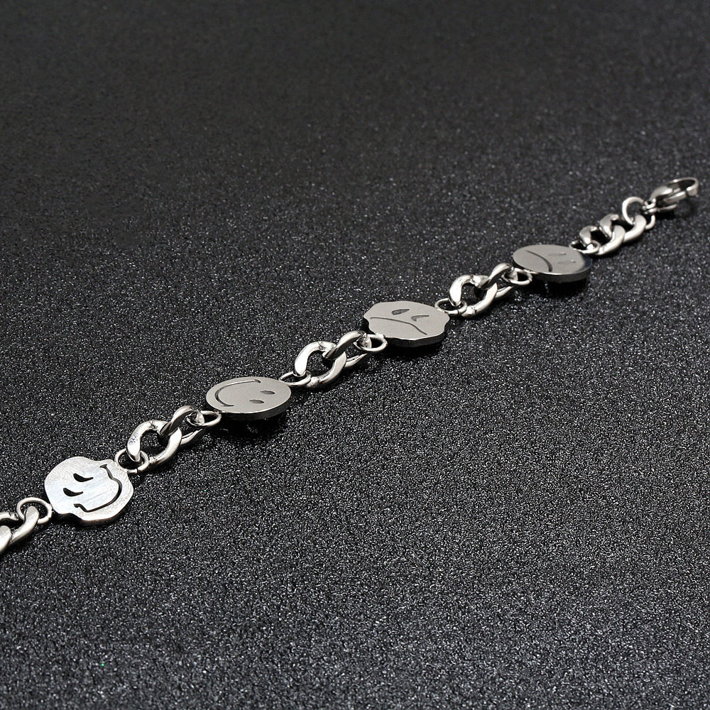 mengkou梦蔻潮牌表情笑脸手链潮人街头男女嘻哈蹦迪手环时尚百搭手镯