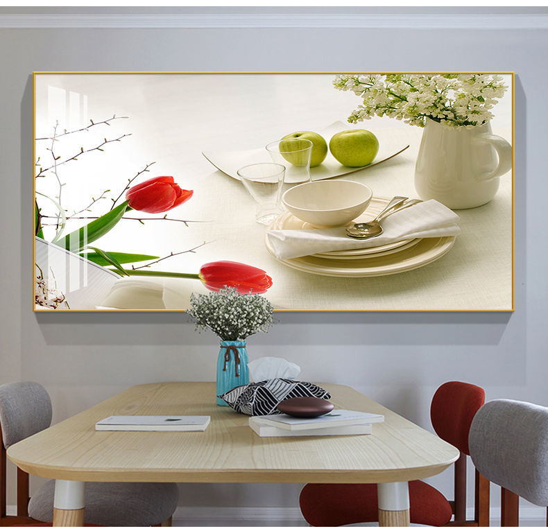 餐厅装饰画现代简约餐桌饭厅墙面挂画轻奢风歺厅客厅壁画背景墙画a款