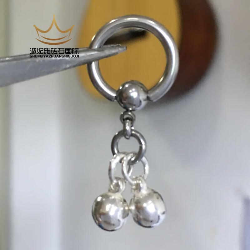 阴环女女阴银铃铛性感横穿孔阴环唇环饰品钛钢乳环体